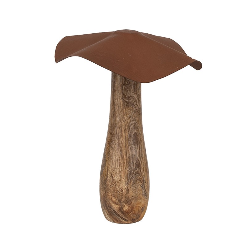 6H2387XL Décoration Champignon Ø 20x25 cm Marron Bois Fer