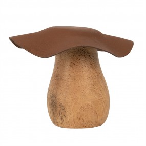 26H2387XS Décoration Champignon Ø 8x7 cm Marron Bois Fer