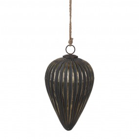 26GL4526L Weihnachtskugel Ø 15x26 cm Schwarz Glas Weihnachtsbaumschmuck