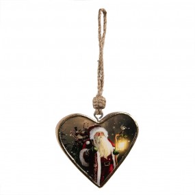 26H2385L Christmas Ornament 13x2x13 cm Red Wood Santa Claus Heart-Shaped