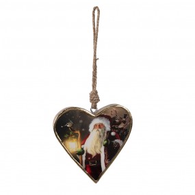 26H2385M Christmas Ornament 10x2x10 cm Red Wood Santa Claus Heart-Shaped