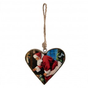 26H2386L Christmas Ornament 13x2x13 cm Red Wood Santa Claus Heart-Shaped