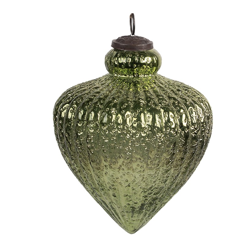 6GL4558XL Boule de Noël Ø 16x20 cm Vert Verre Décorations d'arbre de Noël