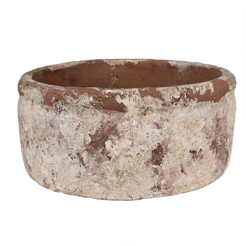 6TE0529L Pot de fleurs Ø 23x11 cm Beige Marron Terre cuite