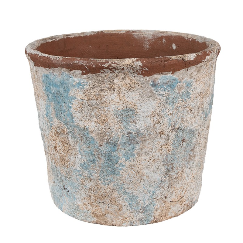 6TE0523L Bloempot Ø 23x20 cm Beige Blauw Terracotta