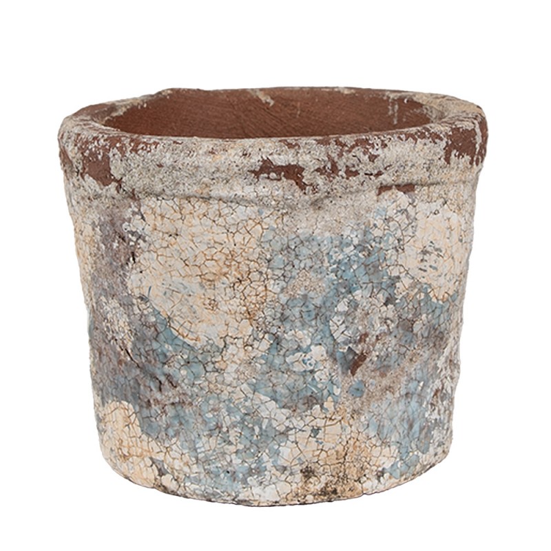 6TE0526S Planter Ø 12x10 cm Beige Blue Terracotta