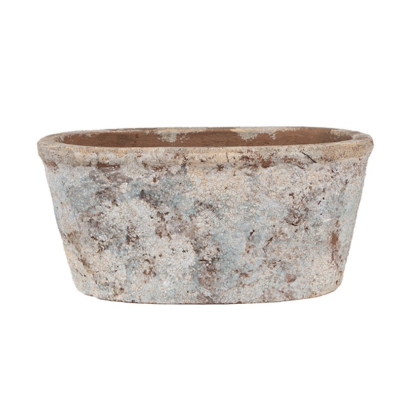 6TE0528L Bloempot 26x13x12 cm Beige Blauw Terracotta