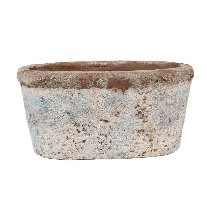 6TE0528M Bloempot 19x11x10 cm Beige Blauw Terracotta