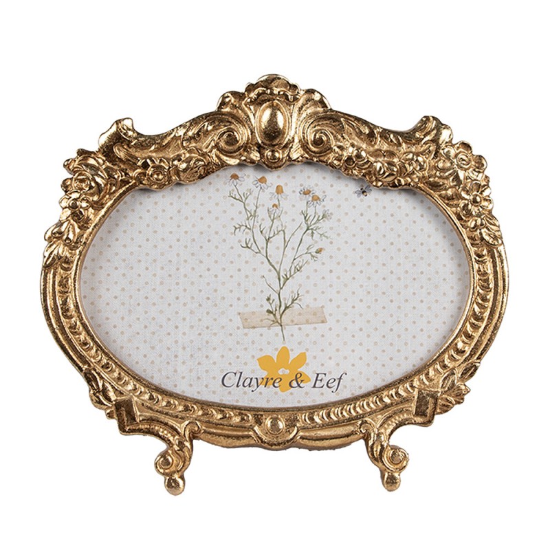 2F1144 Photo Frame 10x15 cm Gold colored Plastic Glass Oval Picture Frame