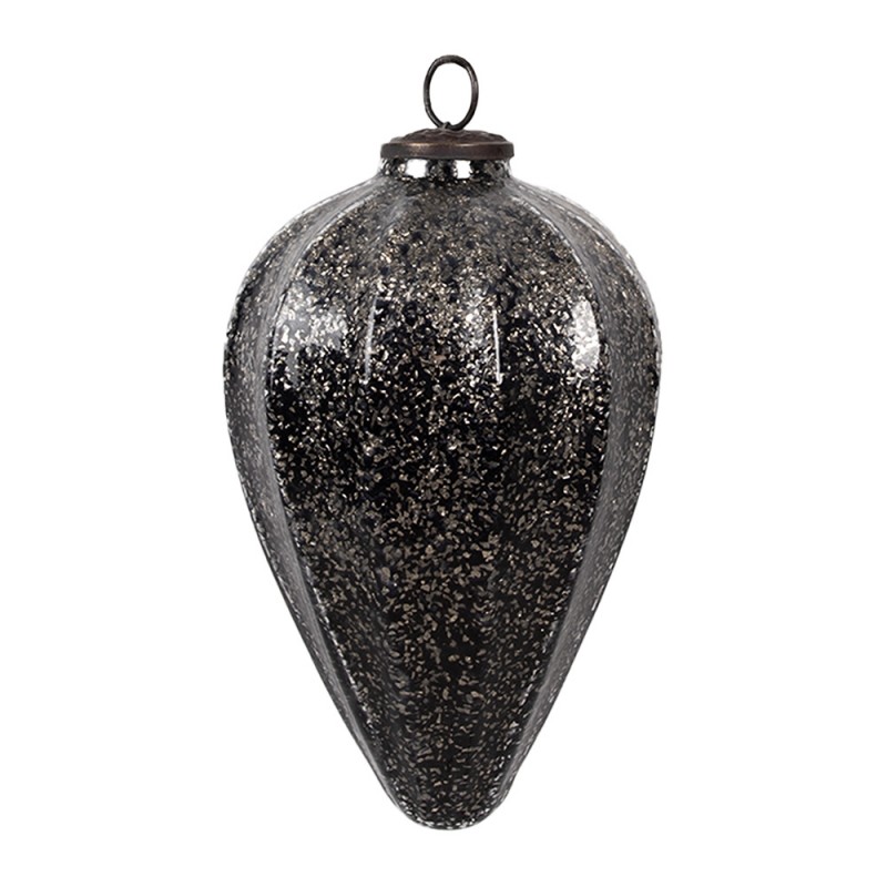 6GL4530M Boule de Noël Ø 14x19 cm Noir Verre Décorations d'arbre de Noël