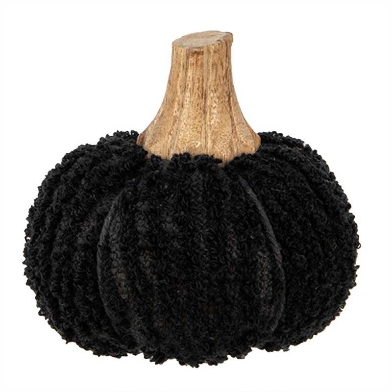 65397 Decorazione Zucca Ø 9x8 cm Nero Tessuto