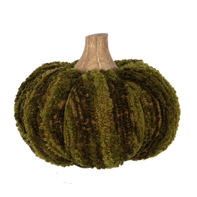 65442 Decorazione Zucca Ø 12x10 cm Verde Tessuto