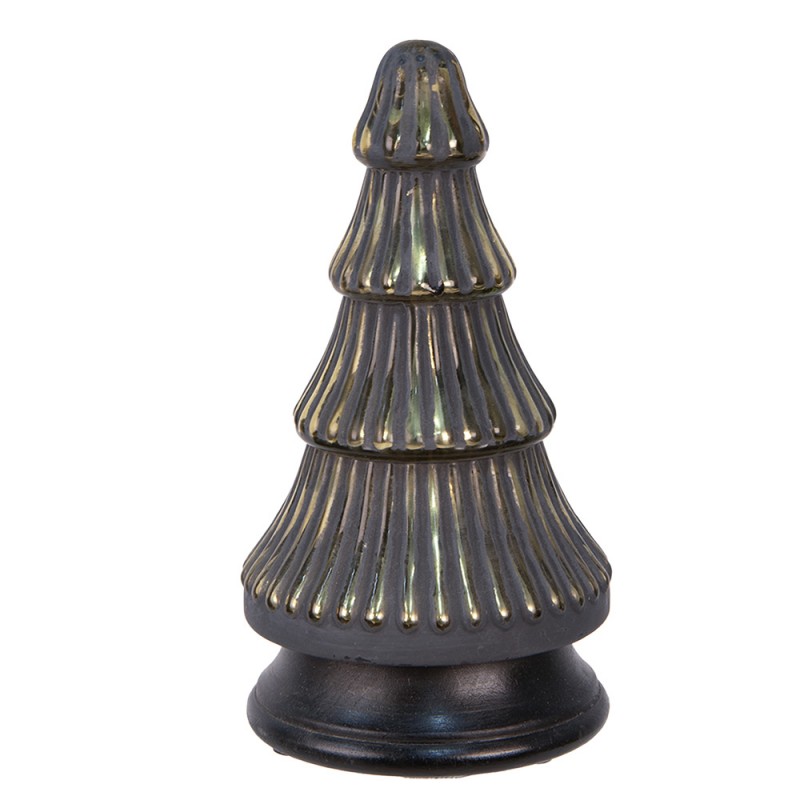 65382 Décoration de Noël Sapin de Noël Ø 14x25 cm Gris Couleur or Verre Bois