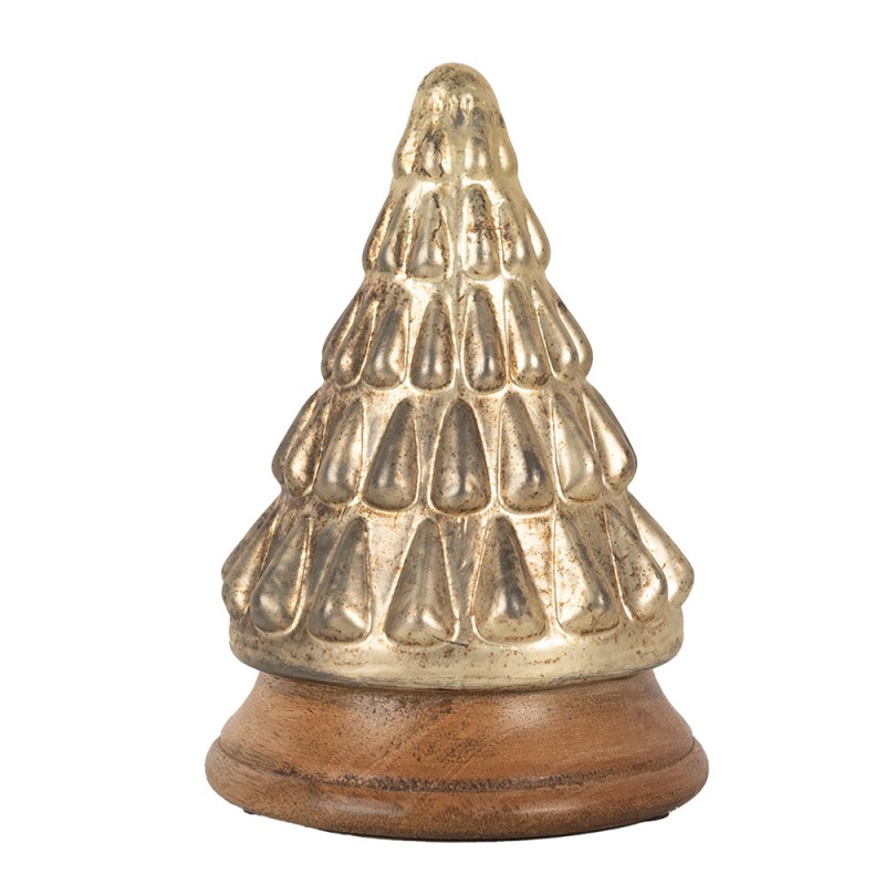 65388 Décoration de Noël Sapin de Noël Ø 13x19 cm Couleur or Verre Bois