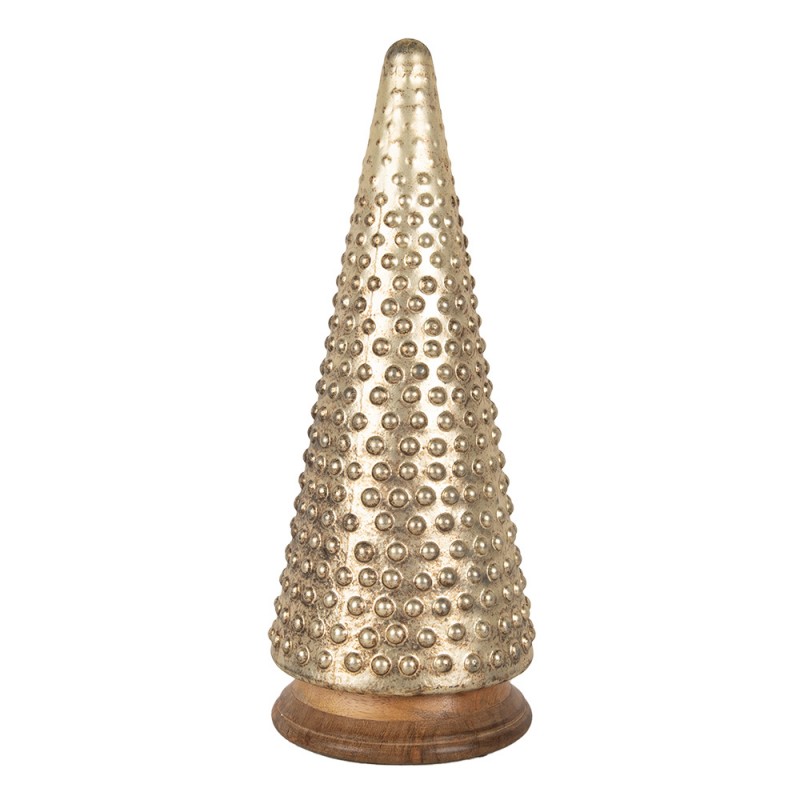 65392 Kerstdecoratie Kerstboom Ø 17x41 cm Goudkleurig Glas Hout