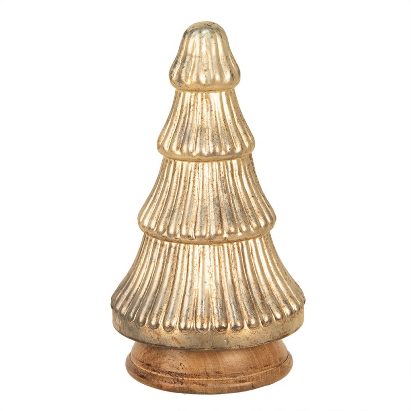 65393 Décoration de Noël Sapin de Noël Ø 13x25 cm Couleur or Verre Bois