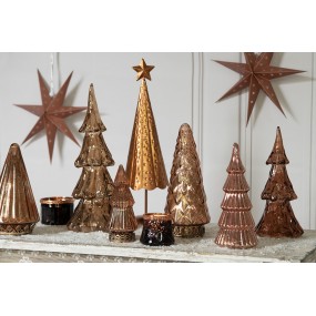 26PR4364 Christmas Decoration with LED Lighting Christmas Tree Ø 12x24 cm Gold colored Brown Plastic