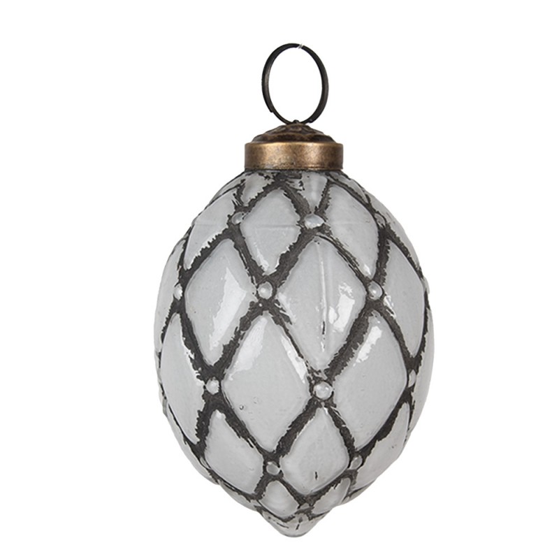 6GL4522 Christmas Bauble Ø 6x8 cm Grey Christmas Tree Decorations