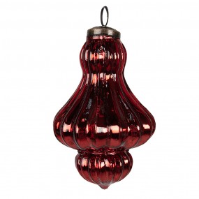 26GL4523 Christmas Bauble Ø 9x14 cm Red Glass Christmas Tree Decorations