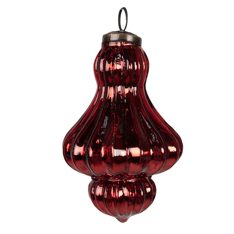 6GL4523 Boule de Noël Ø 9x14 cm Rouge Verre Décorations d'arbre de Noël