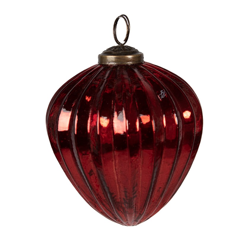 6GL4525 Boule de Noël Ø 9x11 cm Rouge Verre Décorations d'arbre de Noël