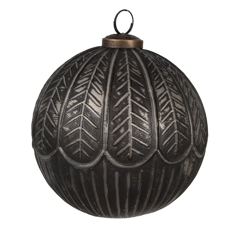 6GL4676 Boule de Noël Ø 12x12 cm Noir Verre Décorations d'arbre de Noël