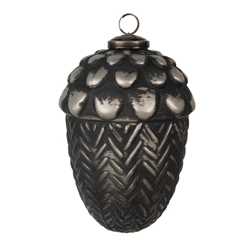 6GL4678 Boule de Noël Ø 10x15 cm Noir Verre Décorations d'arbre de Noël