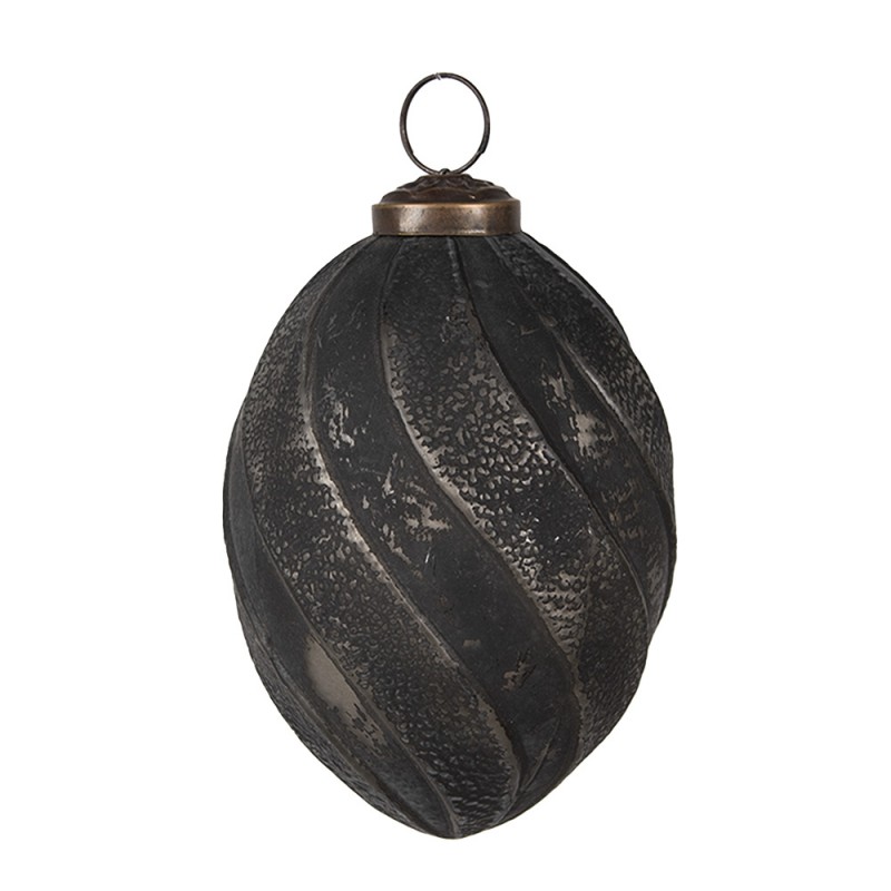 6GL4680 Boule de Noël Ø 7x10 cm Noir Verre Décorations d'arbre de Noël