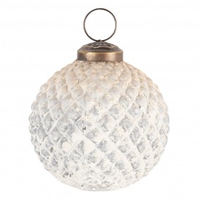 26GL3189 Boule de Noël Ø 7 cm Beige Verre Rond Décorations d'arbre de Noël