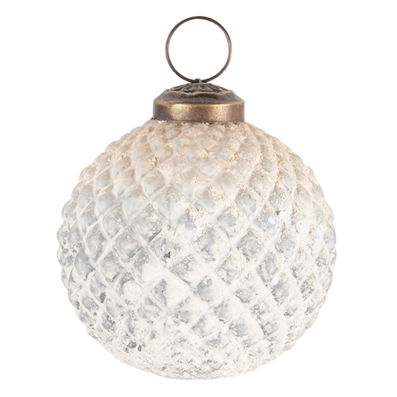 6GL3189 Boule de Noël Ø 7 cm Beige Verre Rond Décorations d'arbre de Noël