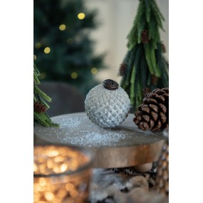 26GL3189 Christmas Bauble Ø 7 cm Beige Glass Round Christmas Tree Decorations