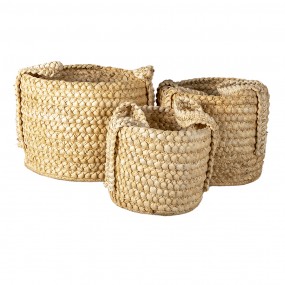 26RO0538 Storage Basket Set of 3 Ø 34 Ø 23 Ø 20 cm Brown Straw Round Basket