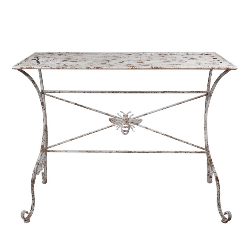 5Y1244 Garden Table 112x50x86 cm White Brown Iron Bee