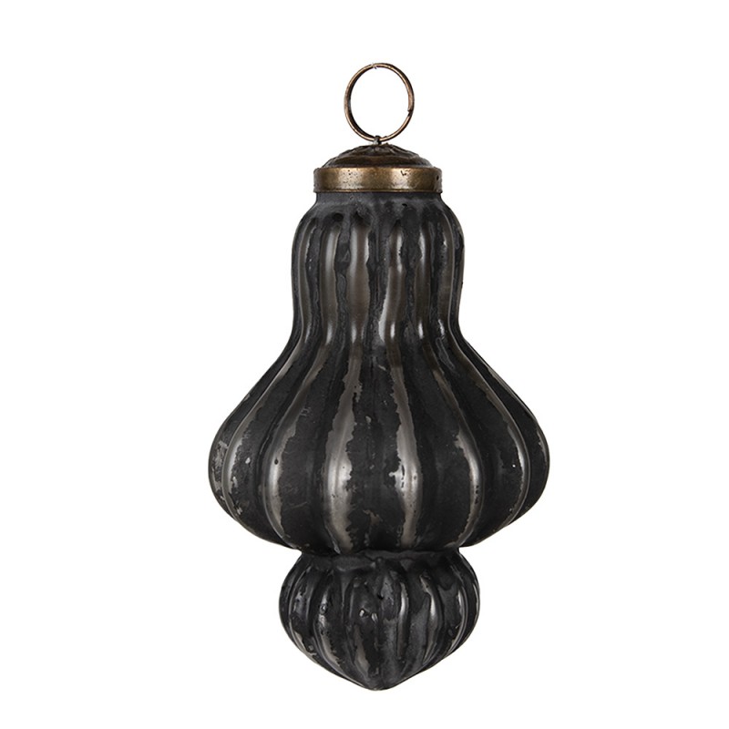 6GL4684 Boule de Noël Ø 7x12 cm Noir Gris Verre Décorations d'arbre de Noël