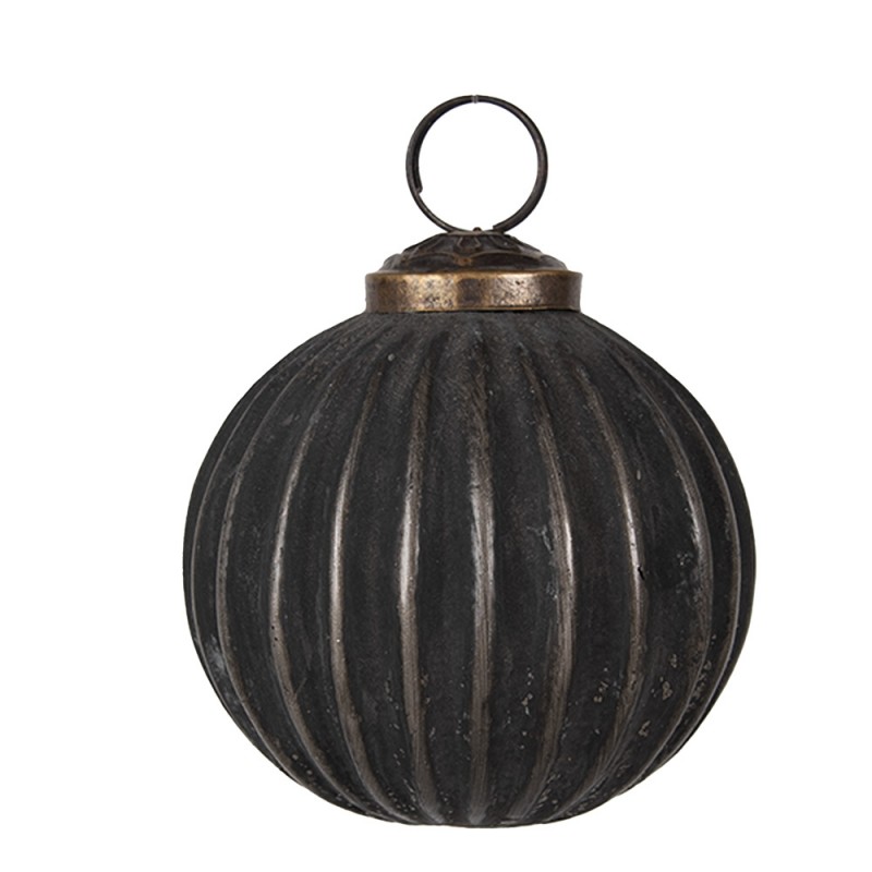 6GL4690 Boule de Noël Ø 7x7 cm Noir Gris Verre Décorations d'arbre de Noël