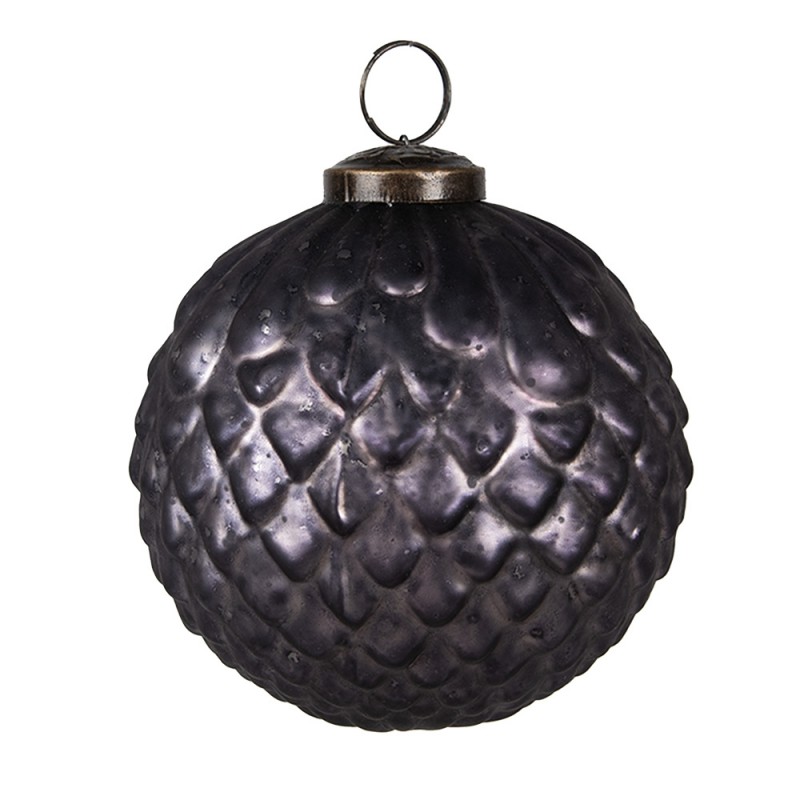 6GL4696 Boule de Noël Ø 10x10 cm Gris Verre Décorations d'arbre de Noël