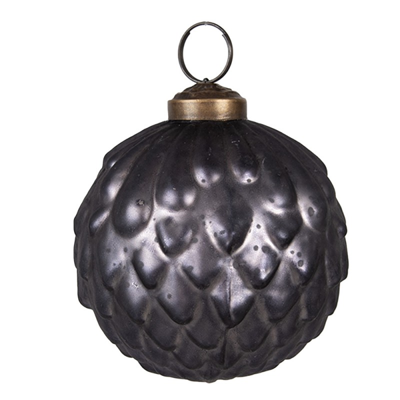 6GL4698 Boule de Noël Ø 8x8 cm Gris Verre Décorations d'arbre de Noël