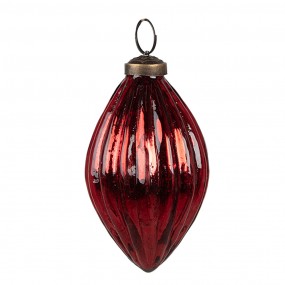 26GL4507 Boule de Noël set de 6 Ø 7/6/5 cm Rouge Verre Décorations d'arbre de Noël