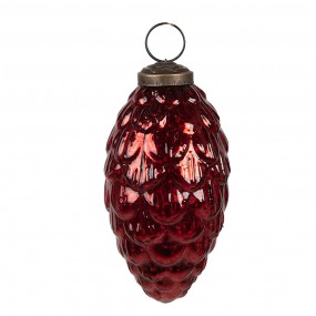 26GL4507 Boule de Noël set de 6 Ø 7/6/5 cm Rouge Verre Décorations d'arbre de Noël