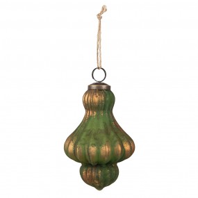 26GL4508 Boule de Noël set de 4 Ø 9/8 cm Marron Vert Verre Décorations d'arbre de Noël