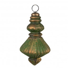 26GL4508 Christmas Bauble Set of 4 Ø 9/8 cm Brown Green Glass Christmas Tree Decorations