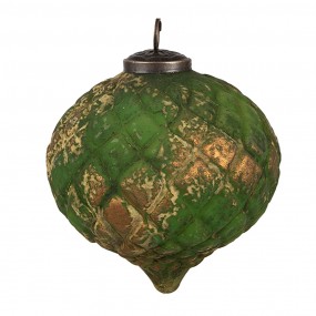 26GL4509 Boule de Noël set de 4 Ø 13x13 cm Marron Vert Verre Décorations d'arbre de Noël