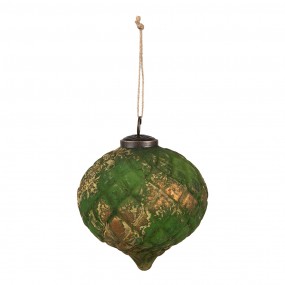 26GL4509 Boule de Noël set de 4 Ø 13x13 cm Marron Vert Verre Décorations d'arbre de Noël