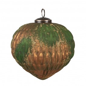 26GL4509 Boule de Noël set de 4 Ø 13x13 cm Marron Vert Verre Décorations d'arbre de Noël