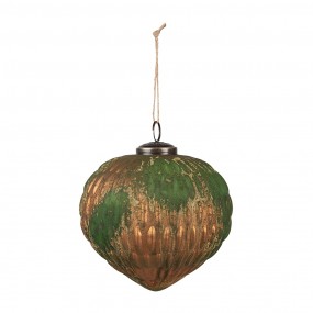 26GL4509 Boule de Noël set de 4 Ø 13x13 cm Marron Vert Verre Décorations d'arbre de Noël