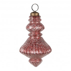 26GL4512 Boule de Noël set de 4  Ø 8x15 cm Rouge Verre Décorations d'arbre de Noël