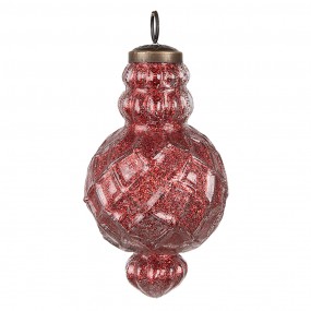 26GL4512 Boule de Noël set de 4  Ø 8x15 cm Rouge Verre Décorations d'arbre de Noël