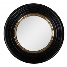 262S302 Mirror Ø 31 cm Black Plastic Glass Round Wall Mirror