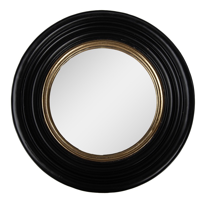 62S302 Mirror Ø 31 cm Black Plastic Glass Round Wall Mirror