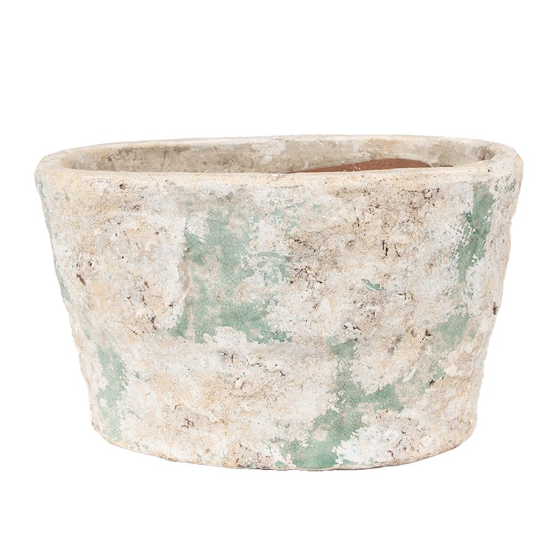 6TE0533L Planter 25x16x15 cm Beige Green Terracotta